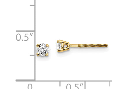 14K Yellow Gold .. SI3 G-I Diamond Stud Thread on/off Post Earrings (Style ST3-25)