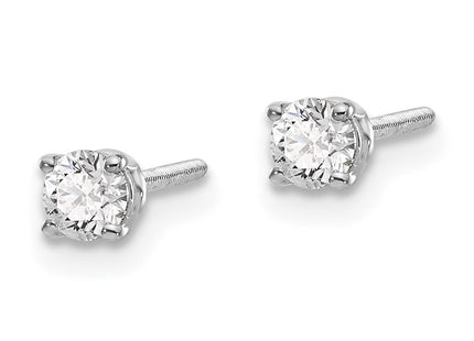 14K White Gold . SI3 G-I Diamond Stud Thread on/off Post Earrings (Style ST3-25W)