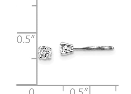 14K White Gold . SI3 G-I Diamond Stud Thread on/off Post Earrings (Style ST3-25W)