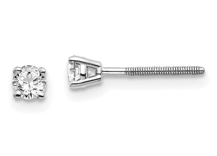 14K White Gold . SI3 G-I Diamond Stud Thread on/off Post Earrings (Style ST3-25W)
