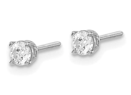 14K White Gold . SI3 G-I Diamond Stud Thread on/off Post Earrings (Style ST3-30W)