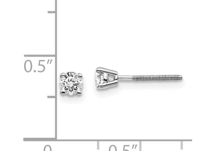 14K White Gold . SI3 G-I Diamond Stud Thread on/off Post Earrings (Style ST3-30W)