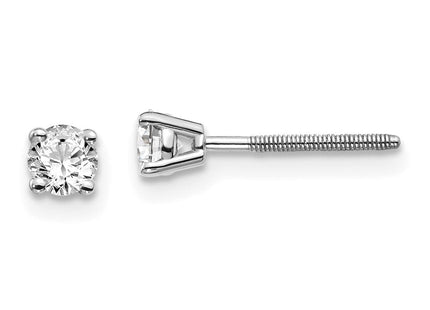 14K White Gold . SI3 G-I Diamond Stud Thread on/off Post Earrings (Style ST3-30W)