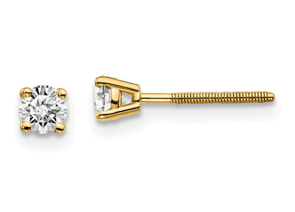 14K Yellow Gold .. SI3 G-I Diamond Stud Thread on/off Post Earrings (Style ST3-30)