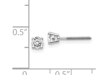 14K White Gold . SI3 G-I Diamond Stud Thread on/off Post Earrings (Style ST3-40W)