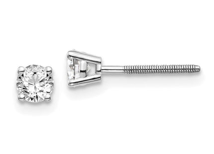 14K White Gold . SI3 G-I Diamond Stud Thread on/off Post Earrings (Style ST3-40W)