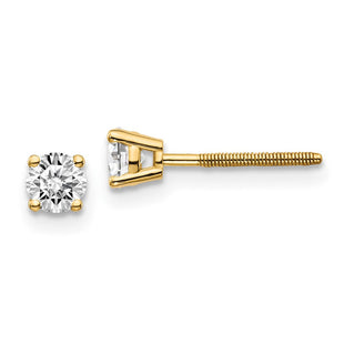 14K Yellow Gold .. SI3 G-I Diamond Stud Thread on/off Post Earrings (Style ST3-40)