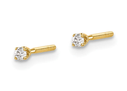 14K Yellow Gold .. SI3 G-I Diamond Stud Thread on/off Post Earrings (Style ST3-5)