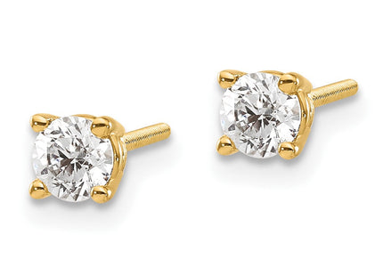 14K Yellow Gold .. SI3 G-I Diamond Stud Thread on/off Post Earrings (Style ST3-50)