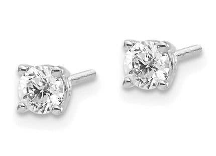 14K White Gold . SI3 G-I Diamond Stud Thread on/off Post Earrings (Style ST3-50W)