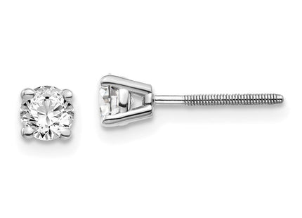 14K White Gold . SI3 G-I Diamond Stud Thread on/off Post Earrings (Style ST3-50W)