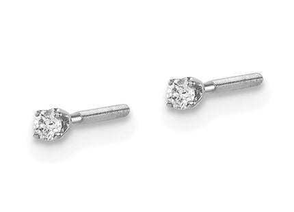 14K White Gold . SI3 G-I Diamond Stud Thread on/off Post Earrings (Style ST3-5W)