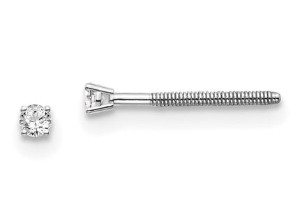 14K White Gold . SI3 G-I Diamond Stud Thread on/off Post Earrings (Style ST3-5W)