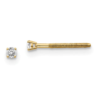 14K Yellow Gold .. SI3 G-I Diamond Stud Thread on/off Post Earrings (Style ST3-5)