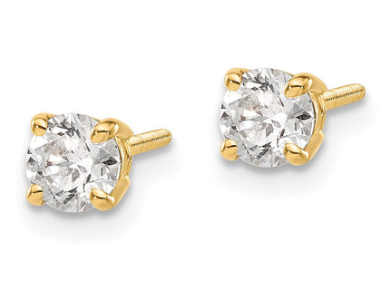 14K Yellow Gold .. SI3 G-I Diamond Stud Thread on/off Post Earrings (Style ST3-60)