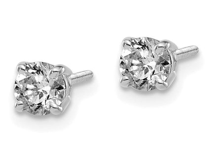14K White Gold . SI3 G-I Diamond Stud Thread on/off Post Earrings (Style ST3-60W)
