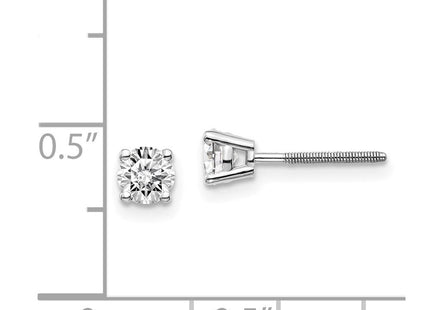14K White Gold . SI3 G-I Diamond Stud Thread on/off Post Earrings (Style ST3-60W)