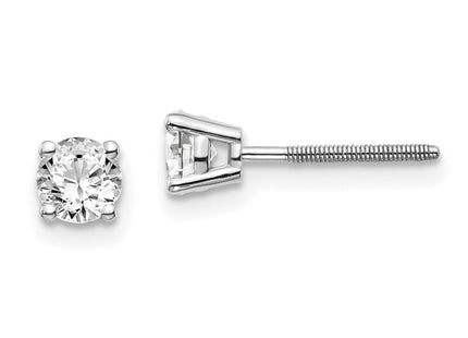 14K White Gold . SI3 G-I Diamond Stud Thread on/off Post Earrings (Style ST3-60W)