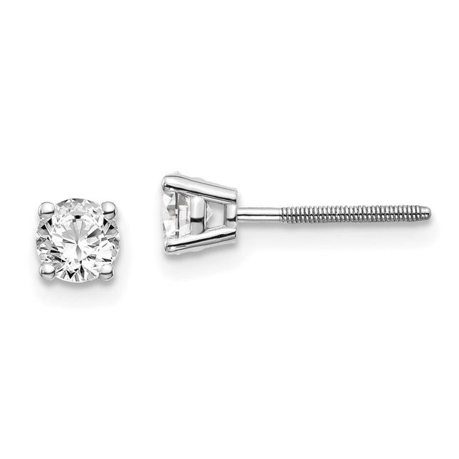 14K White Gold . Si3 G-I Diamond Stud Thread on/off Post Earrings, 4.3 x 4.3mm