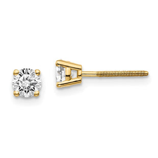 14K Yellow Gold .. SI3 G-I Diamond Stud Thread on/off Post Earrings (Style ST3-60)