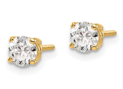 14K Yellow Gold .. SI3 G-I Diamond Stud Thread on/off Post Earrings (Style ST3-70)