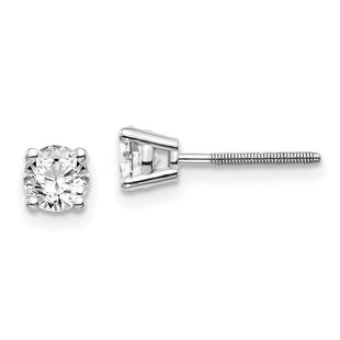14K White Gold . SI3 G-I Diamond Stud Thread on/off Post Earrings (Style ST3-70W)