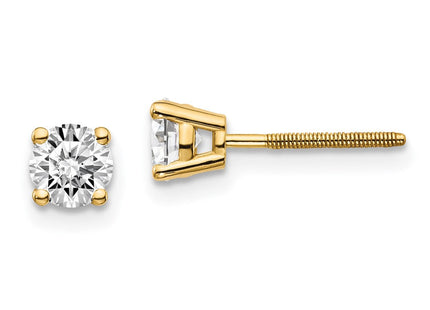14K Yellow Gold .. SI3 G-I Diamond Stud Thread on/off Post Earrings (Style ST3-70)