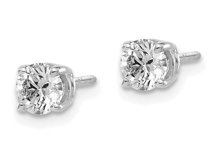 14K White Gold . SI3 G-I Diamond Stud Thread on/off Post Earrings (Style ST3-75W)