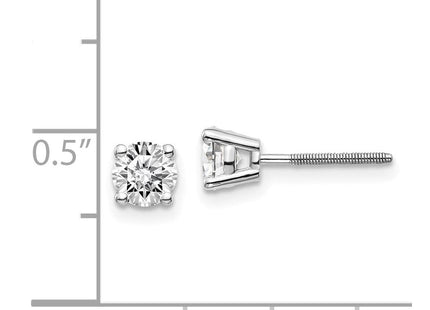 14K White Gold . SI3 G-I Diamond Stud Thread on/off Post Earrings (Style ST3-75W)
