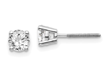14K White Gold . SI3 G-I Diamond Stud Thread on/off Post Earrings (Style ST3-75W)
