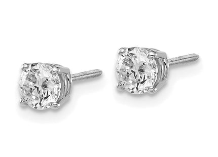 14K White Gold . SI3 G-I Diamond Stud Thread on/off Post Earrings (Style ST3-85W)