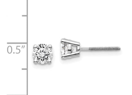 14K White Gold . SI3 G-I Diamond Stud Thread on/off Post Earrings (Style ST3-85W)