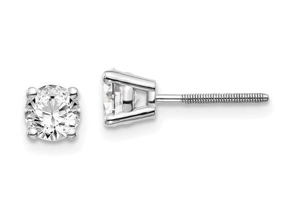14K White Gold . SI3 G-I Diamond Stud Thread on/off Post Earrings (Style ST3-85W)