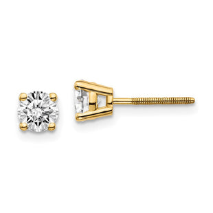 14K Yellow Gold .. SI3 G-I Diamond Stud Thread on/off Post Earrings (Style ST3-85)