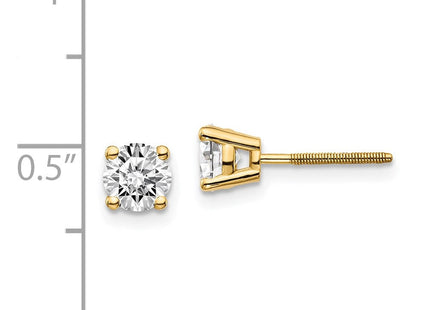14K Yellow Gold .. SI3 G-I Diamond Stud Thread on/off Post Earrings (Style ST3-95)