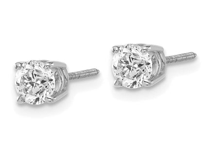 14K White Gold . SI3 G-I Diamond Stud Thread on/off Post Earrings (Style ST3-95W)