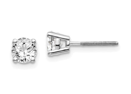 14K White Gold . SI3 G-I Diamond Stud Thread on/off Post Earrings (Style ST3-95W)