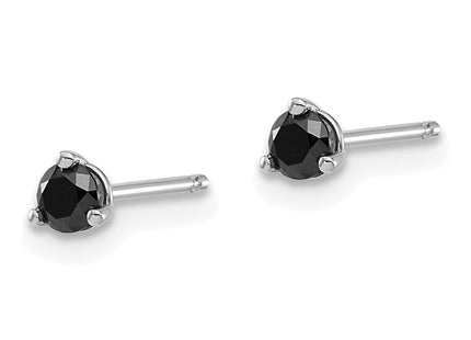 14k White Gold 1/ Black Diamond Stud Earrings (Style STBK-25W)