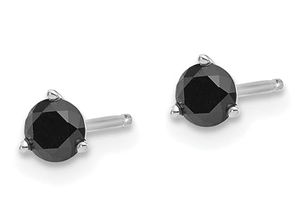 14k White Gold 3/ Black Diamond Stud Earrings, 4 x 4mm