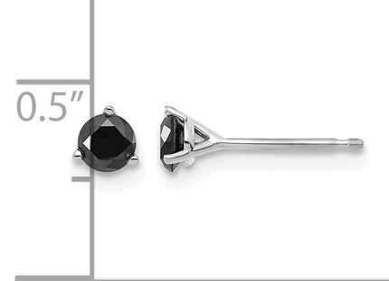 14k White Gold 3/ Black Diamond Stud Earrings, 4 x 4mm