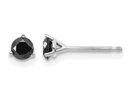 14k White Gold 3/ Black Diamond Stud Earrings, 4 x 4mm