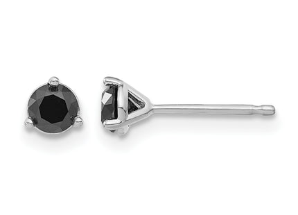 14k White Gold 1/ Black Diamond Stud Earrings, 5 x 5mm