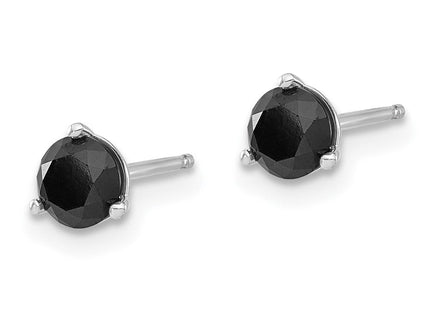 14k White Gold 3/ Black Diamond Stud Earrings (Style STBK-75W)