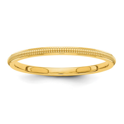 14K Yellow Gold Milgrain Stackable Band Size