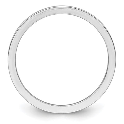 14K White Gold Flat Polished Stackable Band Size