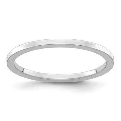 14K White Gold Flat Polished Stackable Band Size