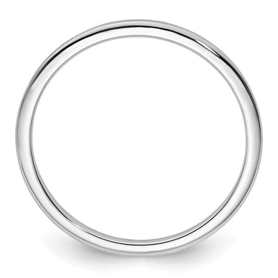 14K White Gold Half Round Polished Stackable Band Size
