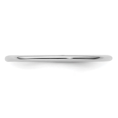 14K White Gold Half Round Polished Stackable Band Size