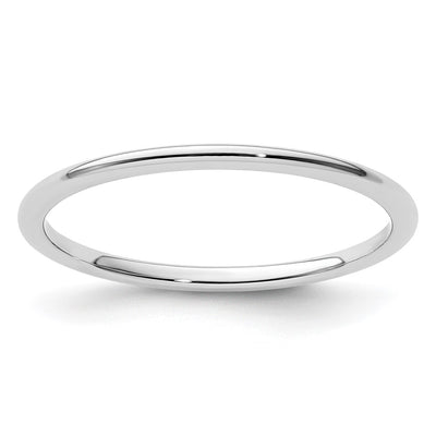 14K White Gold Half Round Polished Stackable Band Size