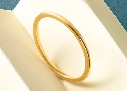 14K Yellow Gold Half Round Polished Stackable Band